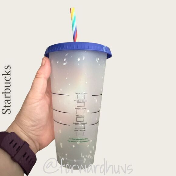 Starbucks Clear Confetti Cold Beverage 24 Ounce Tumbler with Rainbow Straw - Picture 3 of 8